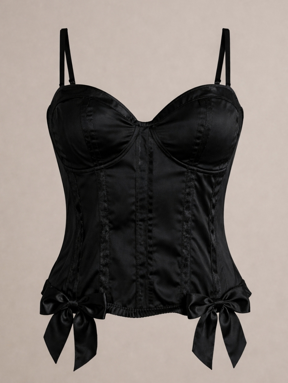 Morbid Threads Hot Topic Black Satin Bow Corset Bustier 34D Y2K Goth Coquette